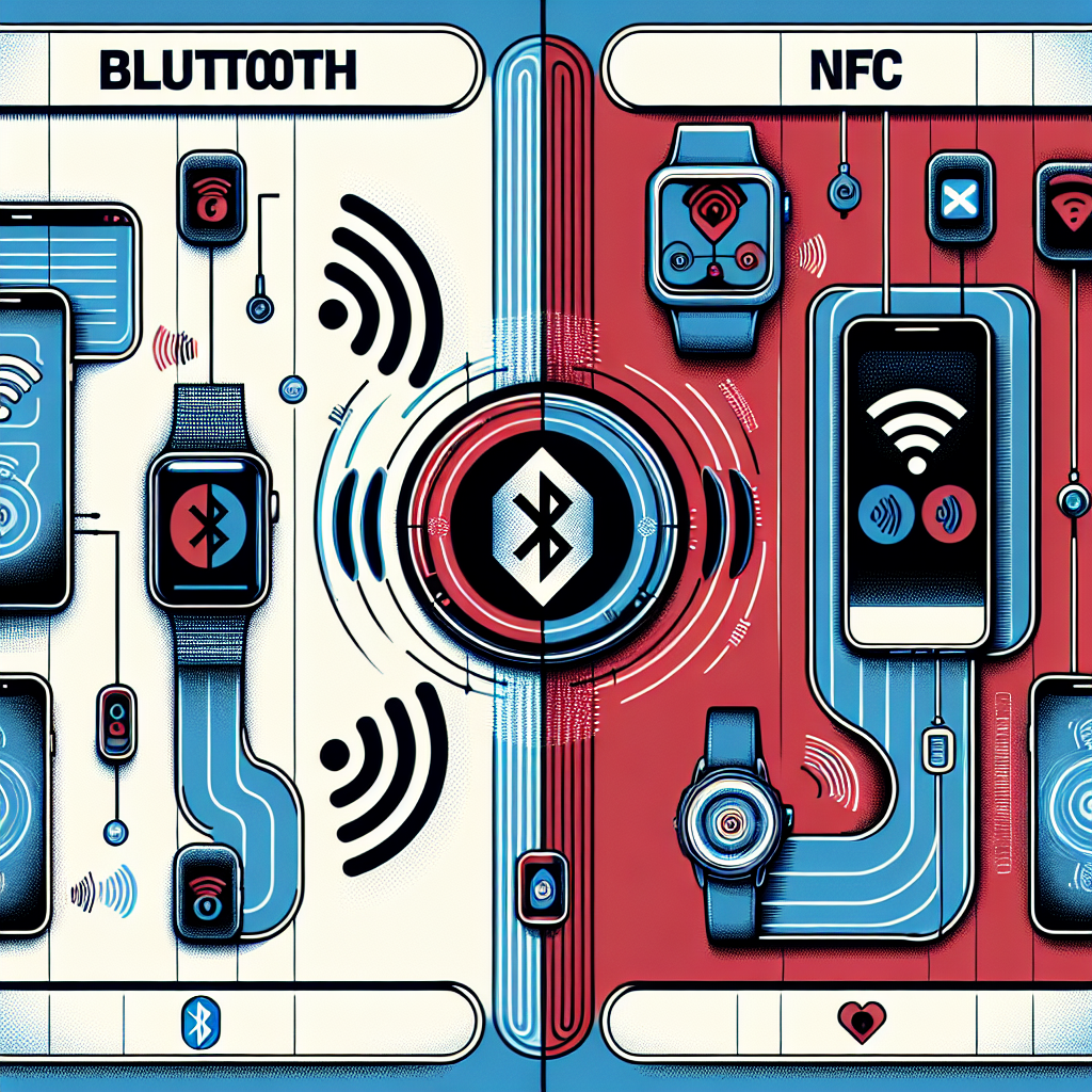 "Perbandingan Bluetooth dan NFC untuk Koneksi Nirkabel: Diagram yang Menunjukkan Cara Kerja Teknologi Bluetooth dan NFC dalam Menghubungkan Perangkat secara Nirkabel."